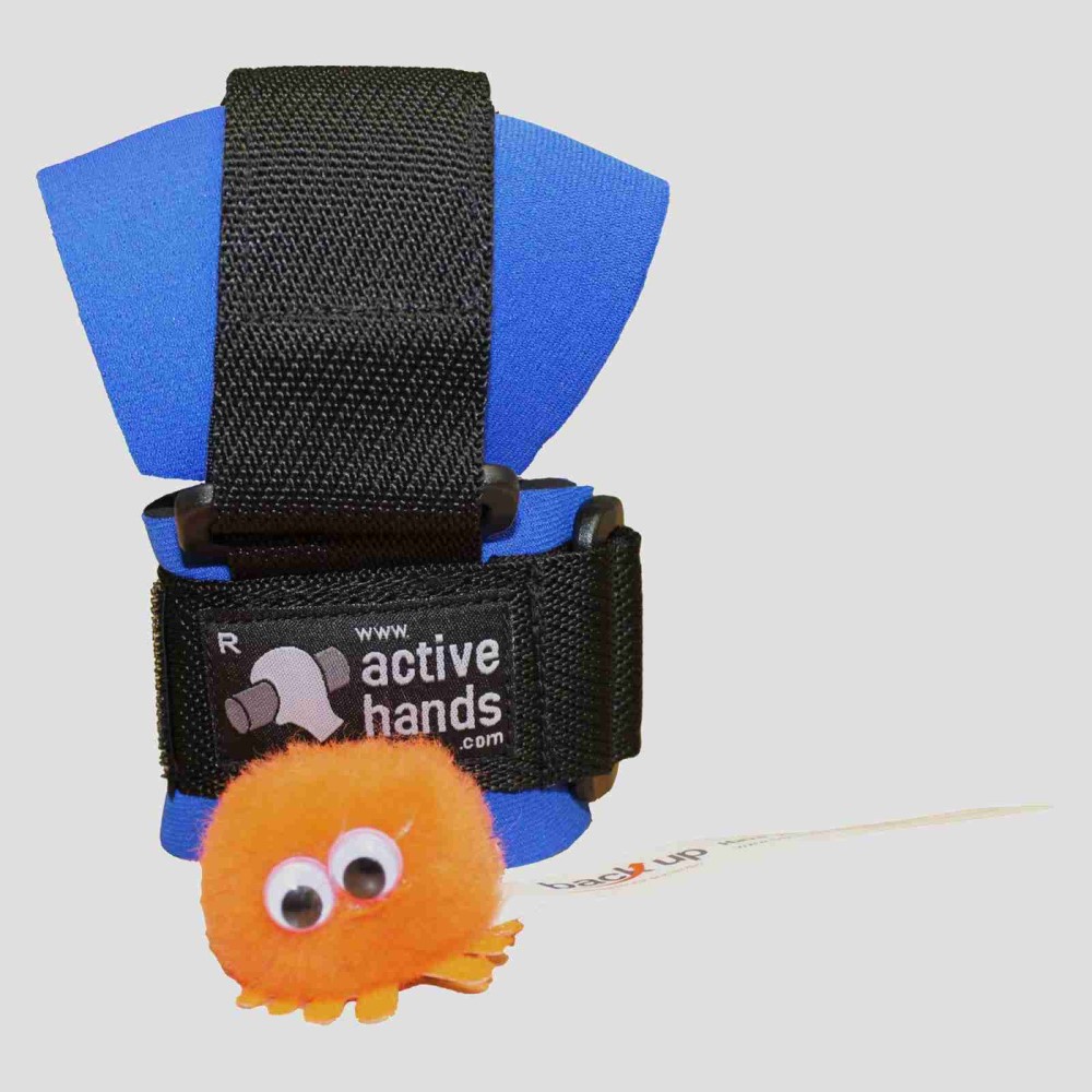 Mini gripping aid for children. blue mini aid with back-up bug. Suitable for reduced hand function: tetra, quad, cerebral palsy, SCI, spinal cord injury, stroke and more.