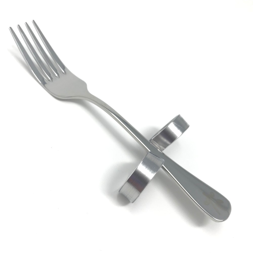 Cutlery with loops fork for those with limited hand function. Adaptive kitchen equipment. Suitable for reduced hand function: tetra, quad, cerebral palsy, SCI, spinal cord injury, stroke and more.