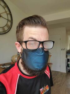 Gareth in his mask with steamed up glasses