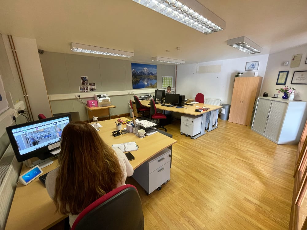 Karen and Jo working in the new office