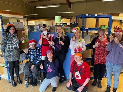 The Active Hands team at their Christmas lunch.